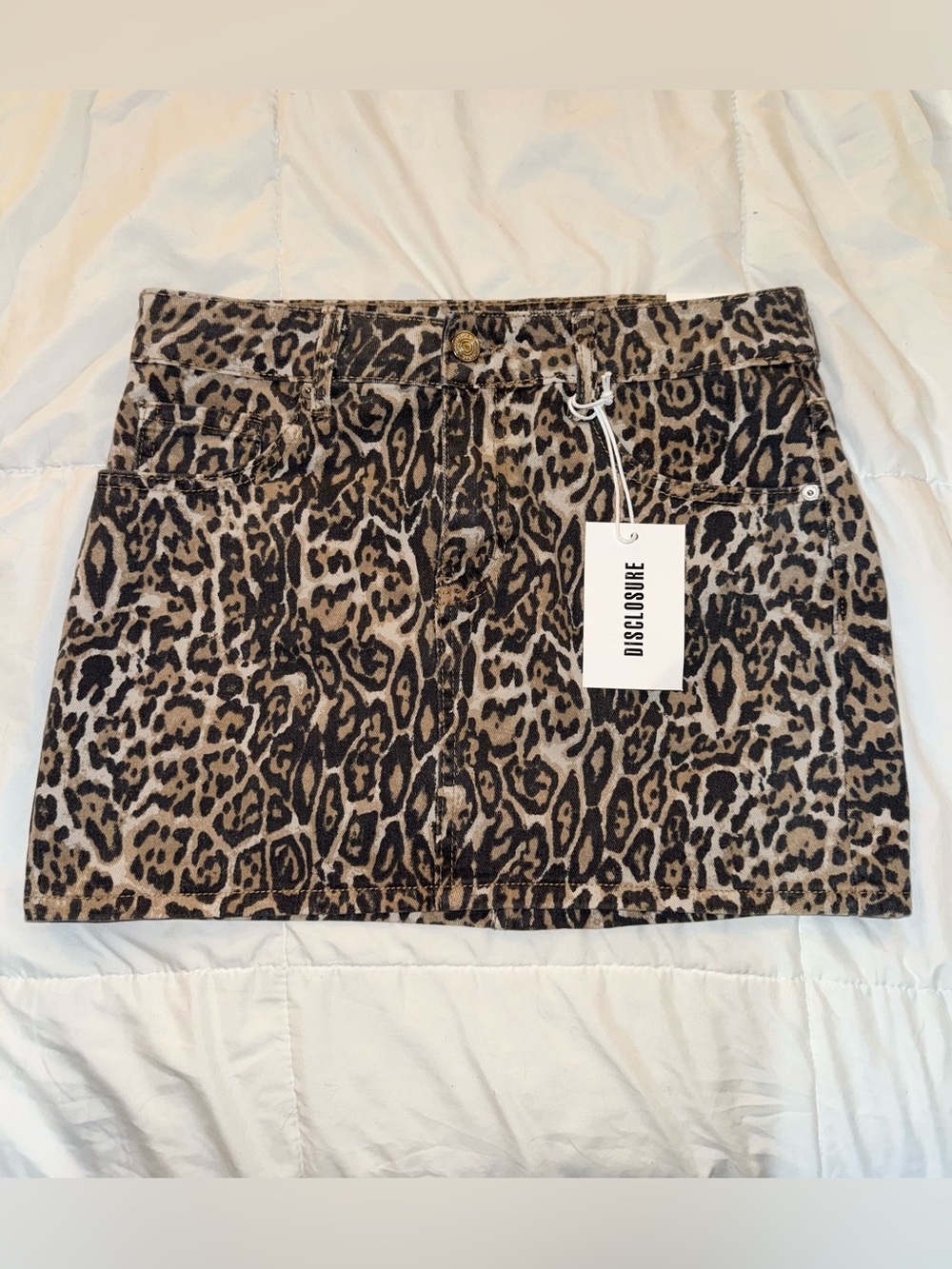 Disclosure Leopard Print Mini Skirt in Tan & Black
